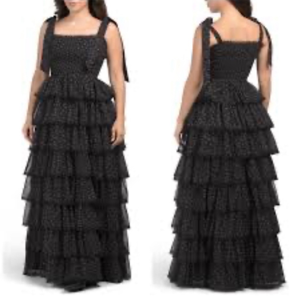 Amy Jane London Black Floral Tiered Maxi Dress